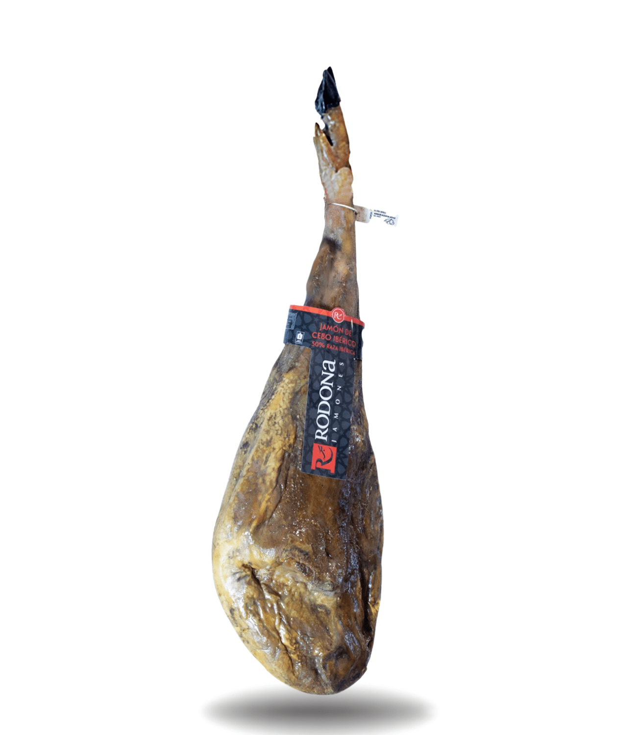 Jamón de Cebo Ibérico 50% Jamones Rodona, loncheado artesanalmente con sabor equilibrado y aroma característico